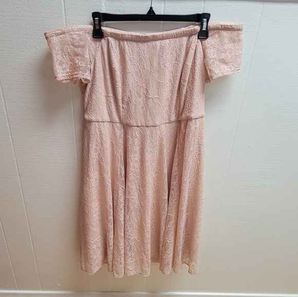 Torrid Blush Lace Off Shoulder Lined Cocktail Party Dress - Picture 8 of 12